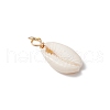 Natural Cowrie Shell Pendants PALLOY-JF03712-02-4