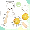SOFPLATE 12Pcs Mini Baseball PU Leather Pendant Keychain with Wood Baseball Bat DIY-SP0001-51B-2