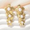 304 Stainless Steel & ABS Plastic Imitation Pearl 3 Flowers Stud Earrings EJEW-S253-21G-2