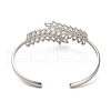 Hollow Out 304 Stainless Steel Leaf Cuff Bangles BJEW-G694-07P-3