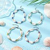 4Pcs 4 Colors Cowrie Shell and Evil Eye Lampwork Bead Bracelets for Women BJEW-TA00591-1