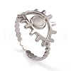 Non-Tarnish 304 Stainless Steel Eye Open Cuff Rings for Women RJEW-G285-76P-1