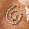 Brass Pave Clear Cubic Zirconia Rectangle & Flat Round Link Bracelets BJEW-YWC0002-02A-1