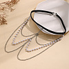White Plastic Imitation Pearl Beaded Alloy Chain Tassel Leg Chain FS-WGC7B18-02-2