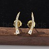 925 Sterling Silver Clear Cubic Zirconia Stud Earrings EJEW-Q032-01E-G-1