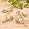 Brass Micro Pave Clear Cubic Zirconia Stud Earrings for Women EJEW-G428-26G-01-3