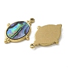 Oval 304 Stainless Steel Natural Paua Shell/White Shell Pendants STAS-U037-08G-02-2