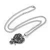 304 Stainless Steel Black Enamel Double Raven Pendant Necklaces NJEW-H065-09P-2