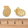 Oval with Virgin Mary Brass Micro Pave Clear Cubic Zirconia Stud Earrings EJEW-D305-10G-4