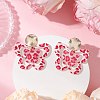 Brass Printing Acrylic Butterfly Dangle Stud Earrings EJEW-JE06431-04-1