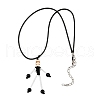 Halloween Theme Skeleton Glass Seed Beaded & Natural Black Onyx(Dyed & Heated) & Skull Dyed Synthetic Turquoise Pendant Necklaces NJEW-MZ00117-06-4