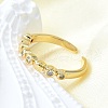Brass Micro Pave Clear Cubic Zirconia Open Cuff Rings for Women RJEW-F179-05G-5
