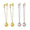 2 Pairs 2 Colors Heart Alloy Dangle Stud Earrings EJEW-JE06366-2