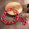 CCB Plastic Oval Link Chain Necklaces & Stud Dangle Earrings Sets FS-WG0CE63-01-1