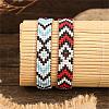 2Pcs Bohemian Style Geometric Pattern Red Blue Glass Bead Handmade Bracelet IV4128-1