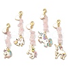 Alloy Enamel Unicorn & Heart Pendant Decorations HJEW-JM01224-1