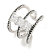 Square Rack Plating Brass Micro Pave Cubic Zirconia Wide Open Cuff Rings for Women RJEW-F162-14P-1