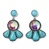 Alloy Synthetic Turquoise Dangle Stud Earrings EJEW-U053-04A-AS-4