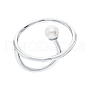 Elegant S925 Silver Freshwater Pearl Round Ring VB8352-3-1