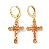 Real 18K Gold Plated Brass Dangle Leverback Earrings EJEW-A033-03G-05-1