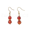 Round Natural Banded Agate Dangle Earrings EJEW-JE06466-2