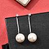 925 Sterling Silver Clear Cubic Zirconia Round Dangle Stud Earrings EJEW-L300-06P-1