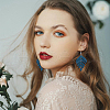 FIBLOOM 4 Pairs 4 Colors Wood Leaf Dangle Earrings EJEW-FI0001-94-6