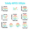  40Pcs 10 Styles Spray Painted 430 Stainless Steel Filigree Double-Sided Pendants STAS-TA0002-28-12
