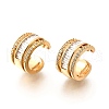 Brass Micro Pave Clear Cubic Zirconia Cuff Earrings EJEW-F370-15G-3