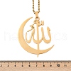 304 Stainless Steel Moon & Arabic Pendants Box Chain Necklaces for Women Men NJEW-R013-02G-5