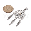 Woven Net/Web with Feather Tibetan Style Alloy Pendant Decoraiton HJEW-JM01387-02-3