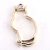 Rack Plating Alloy Kitten Open Back Bezel Pendants PALLOY-S047-02E-FF-2