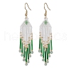 304 Stainless Steel Seed Bead Glass Tassel Dangle Earrings EJEW-MZ00432-2