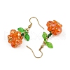 Halloween Theme Pumpkin Handmade Glass Seed Beaded Dangle Earrings EJEW-MZ00480-01-5