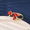 Brass Enamel Open Cuff Rings for Women RJEW-U057-24G-3