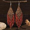 Bohemian Style Handmade Glass Seed Beads Hexagon Dangle Earrings KC8574-1-1
