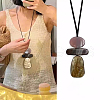 Rectangle Geometirc Resin Pendant Faux Suede Cord Long Necklaces FS-WG38481-02-2