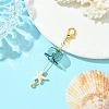 Glass & Brass Cubic Zirconia Charms & Synthetic Turquoise Beads Pendant Decorations HJEW-JM02980-02-2