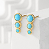 S925 Sterling Silver Synthetic Turquoise Flat Round Stud Earrings BK0103-1-3