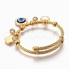 Adjustable 304 Stainless Steel Charm Bangles BJEW-F326-02G-3