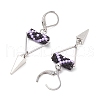 Triangle with Eye Brass Glass Seed Beaded Leverback Earrings EJEW-MZ00452-03-4