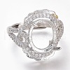Adjustable Brass Micro Pave Clear Cubic Zirconia Finger Ring Components ZIRC-I049-20P-1