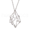 304 Stainless Steel Empty Macrame Pouch Pendant Singapore Chain Necklace Making NJEW-JN05280-1