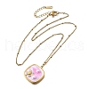 Summer Beach 304 Stainless Steel Lavender Enamel Pendant Necklaces for Women NJEW-U043-01A-G-4