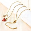 304 Stainless Steel Red Enamel Pendant Necklaces for Women NJEW-U043-02B-G-3