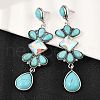 Alloy Synthetic Turquoise Dangle Stud Earrings EJEW-U053-05AS-1