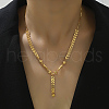 Fashionable Brass Leaf Tassel Pendant Necklace for Women Lock Bone Chain IL3833-1