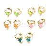 Brass Enamel Huggie Hoop Earrings KK-A150-10G-RS-1
