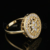Oval Brass Micro Pave Clear Cubic Zirconia Finger Rings for Women FS-WGE5686-01-3