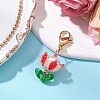 Flower Glass Seed Beaded Pendant Decorations HJEW-MZ00163-04-2
